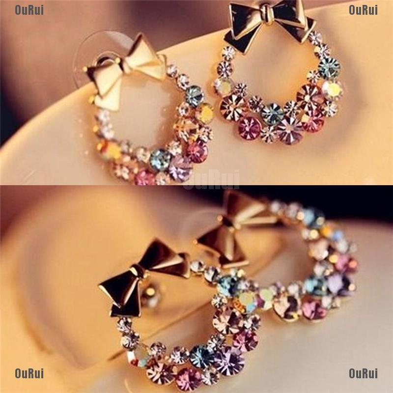 Bông Tai Đính Pha Lê Thanh Lịch Đáng Yêu Cho Nữ