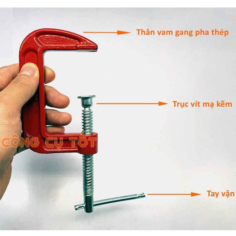 Vam gang chữ C màu đỏ 3 inch