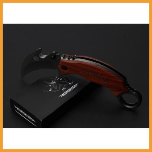 [FreeShip – hàng Auth]  Dao Phượt Gấp Cao Cấp Chính Hãng Karambit X52 Báng Gỗ - Dao Phượt Đa Năng Giá Rẻ Quân Đội