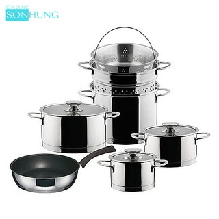 BỘ NỒI 5 MÓN INOX CÓ CHẢO VÀ HẤP 2 TẦNG BERNDES NHẬP KHẨU ĐỨC