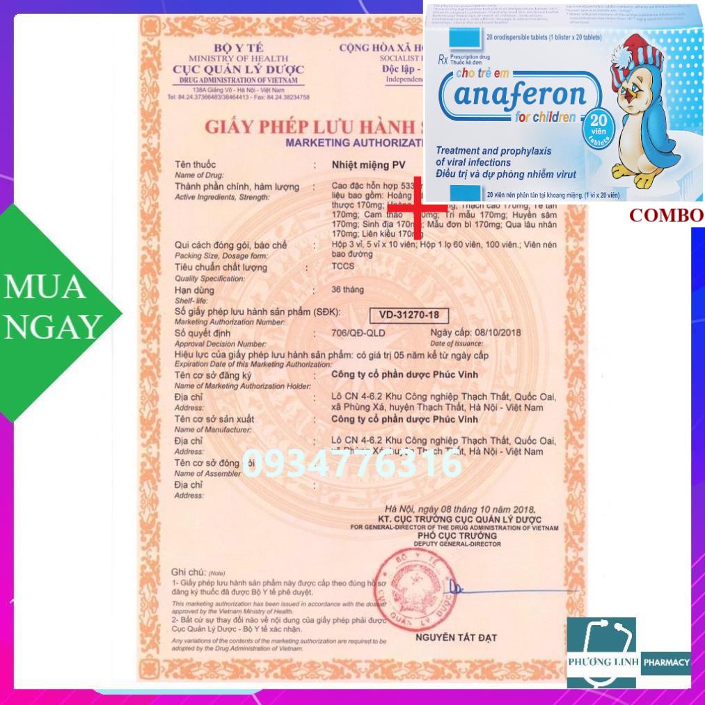 Combo Chim cánh cụt Nga+ Nhiệt Miệng PV hộp 50 viên