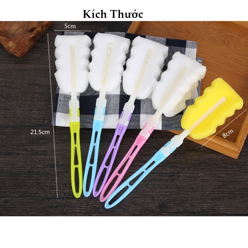 Bộ cọ rửa bình nước ,bình sữa mút bọt biển, dụng cụ vệ sinh cốc ly siêu sạch tiện lợi