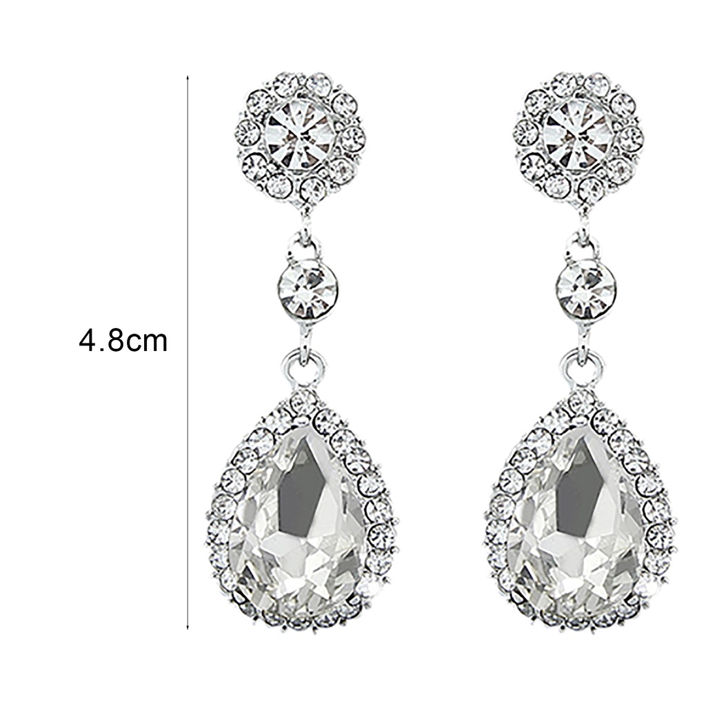 Khuyên tai mặt hình giọt nước đính đá sang trọng lộng lẫy