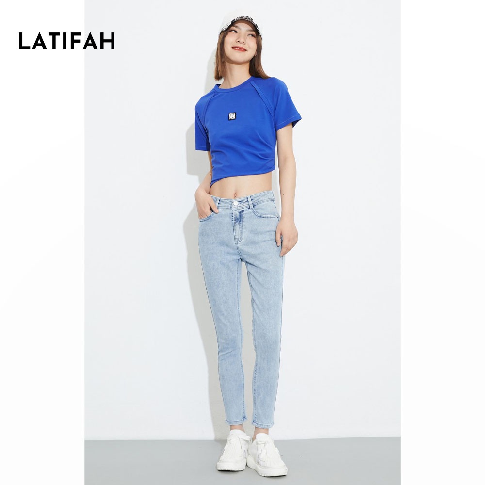 Quần dài jeans nữ co giãn LATIFAH cạp thường trơn màu xanh trắng cá tính QD024 phong cách hàn quốc