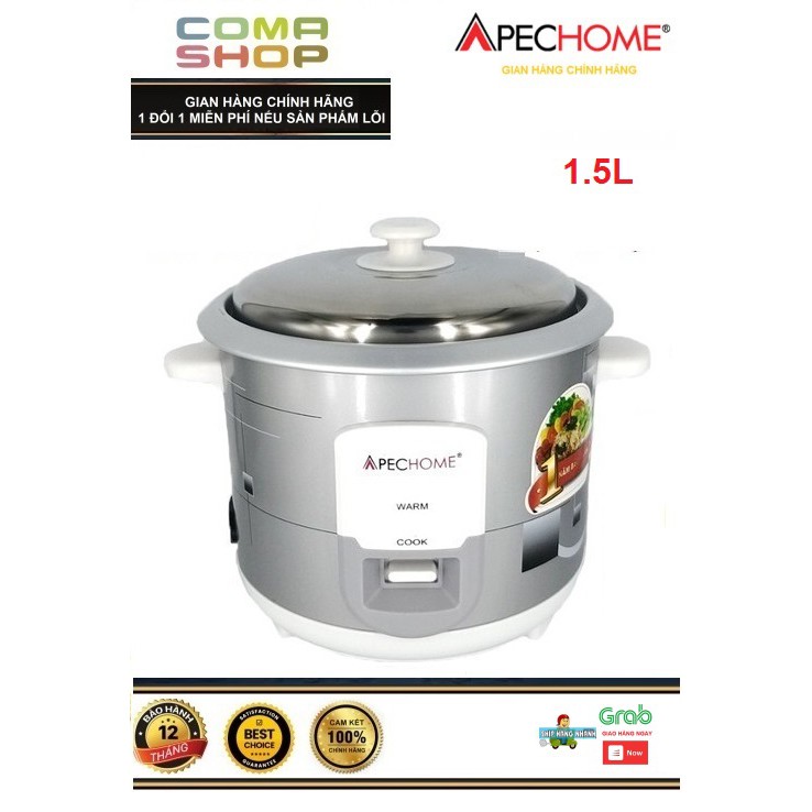 APH-15RC - NỒI CƠM ĐIỆN NẮP RỜI CHỐNG DÍNH APECHOME 1.5L (4-5 NGƯỜI ĂN) – BẢO HÀNH CHÍNH HÃNG 12 THÁNG