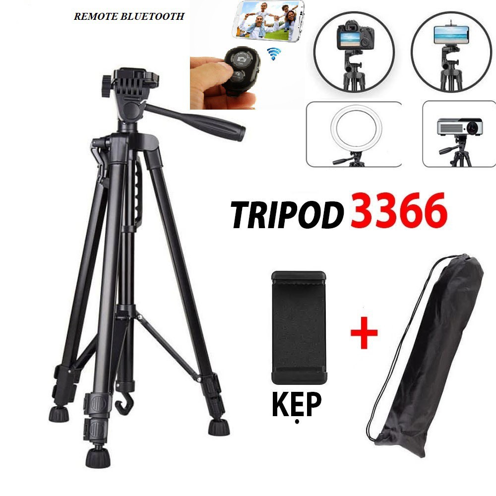 Gậy Chụp Ảnh Tự Sướng Tripod 3366 - Tripod 3120 Sefie Tuyệt Đỉnh Mua Kèm Remote, Đèn Sợ Trắng