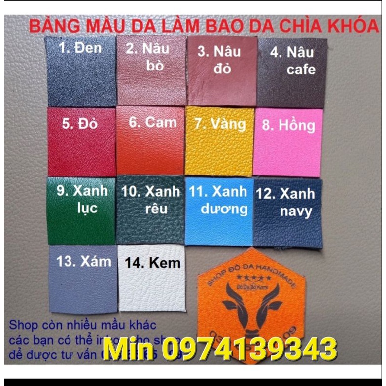 Bao da chìa khoá Vinfast Fadil bằng da bò, kèm tặng móc khóa