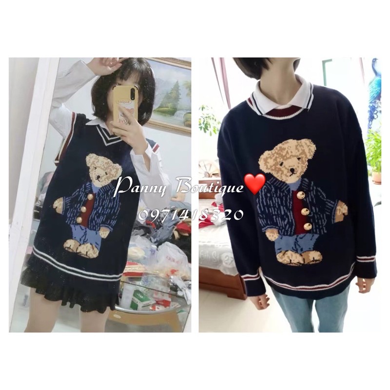 Áo len gấu nữ sinh, style ulzzang Hàn Quốc 🌻 Panny Boutique🌻