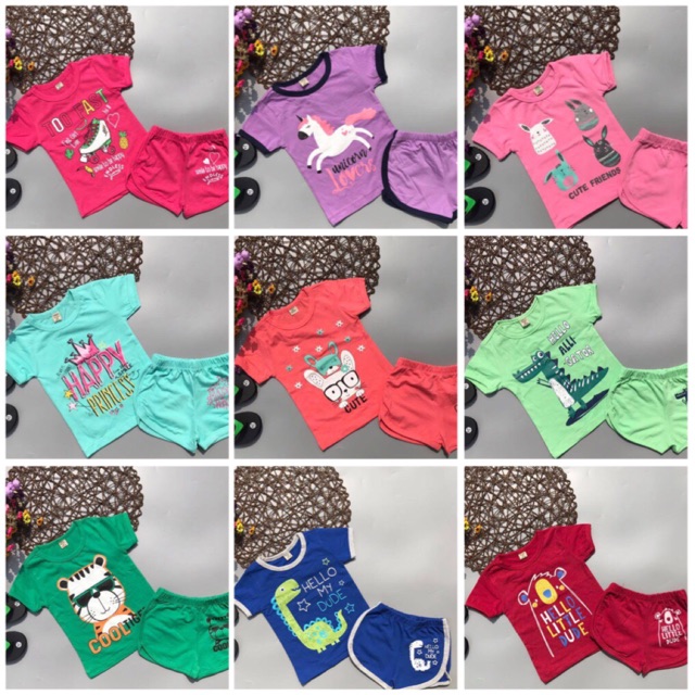 Set 5 bộ tay ngắn bé gái