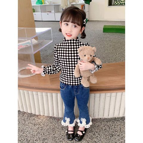 Áo Thun Mỏng Tay Dài Cổ Lọ Ôm Dáng Phong Cách Mới Cho Bé Gái