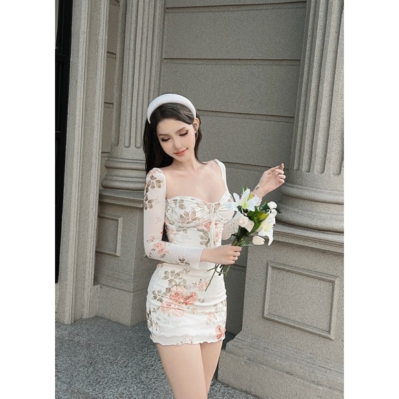 Váy dài tay ôm body Cie Dress NGOCCLOTHING nữ  Đầm ngắn ôm chất liệu co giãn phong cách gợi cảm HOT