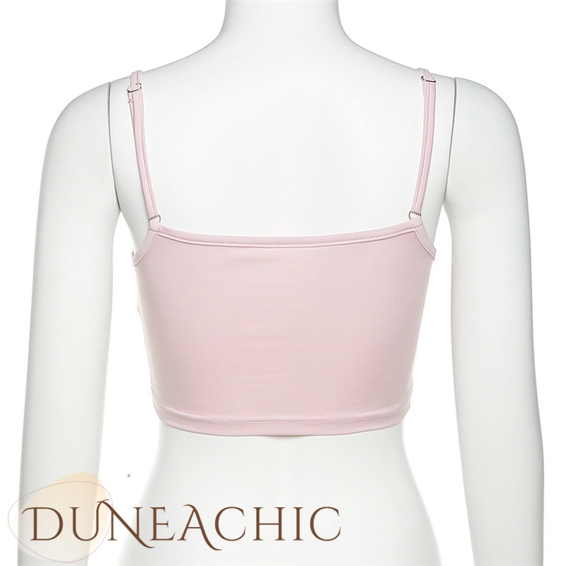 DUNEA Áo Hai Dây Màu Trơn Hở Lưng Quyến Rũ Cho Nữ