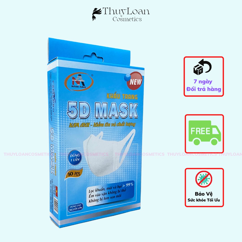 Khẩu trang 5D Mask FAMAPRO quai vải Hộp 10 cái