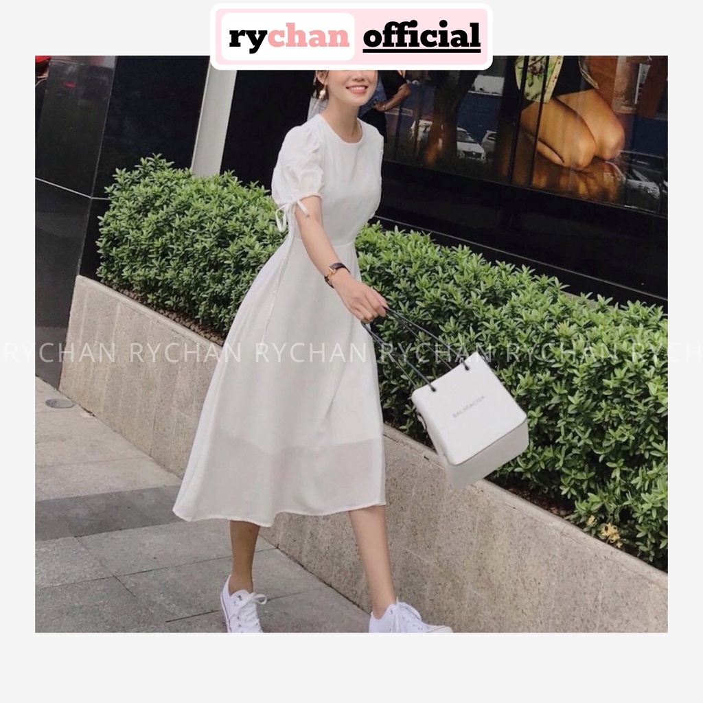 [ẢNH THẬT CUỐI] Đầm Xoè Midi Trắng Tay Nơ Có Lót - DX292