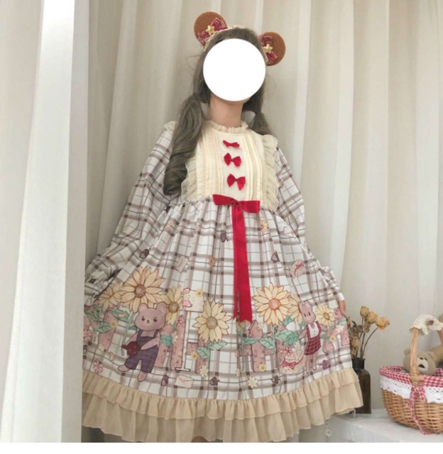 YAS0333-Váy Lolita cute bear and flower