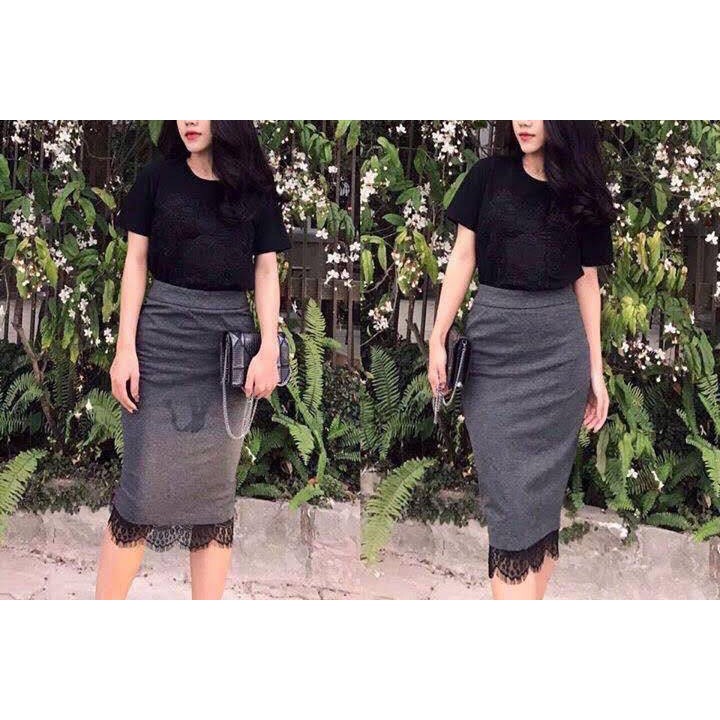 Chân váy bút chì phối ren | BigBuy360 - bigbuy360.vn