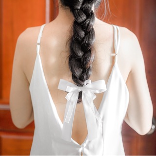 Nơ cột tóc lụa trắng dài