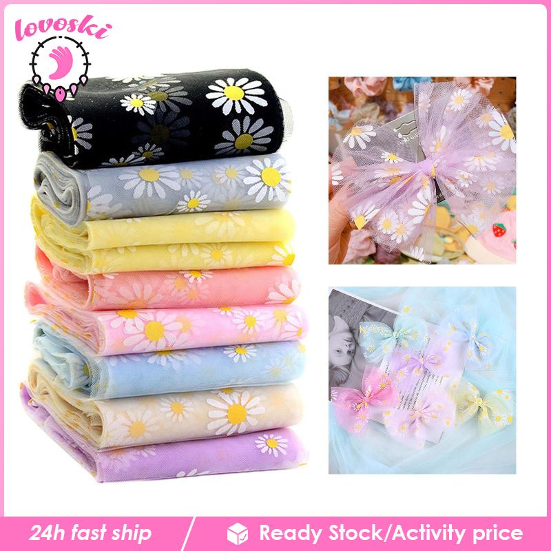 Set 8 Mạng Che Mặt Bằng Vải Tuyn Rộng 10cm Họa Tiết Hoa Cúc