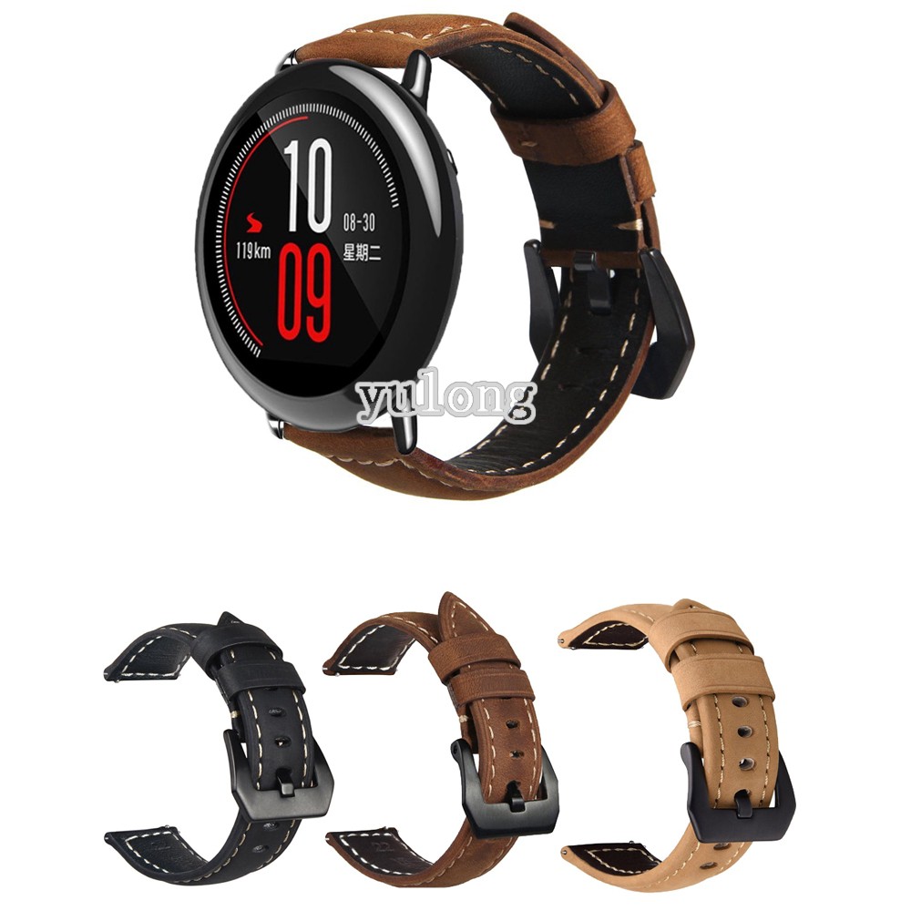 22mm Dây đeo bằng da cho đồng hồ thông minh Huami Amazfit Pace