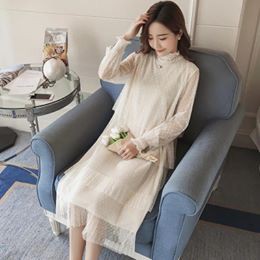 Đầm bầu công sở ren sành điệu chất mát 2018 thời trang Hàn Quốc