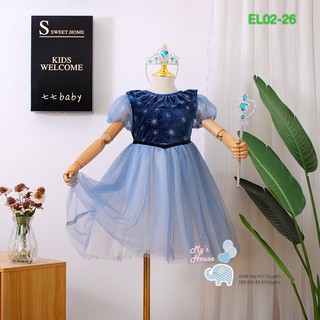 Đầm công chúa Elsa phối nhung cho bé gái