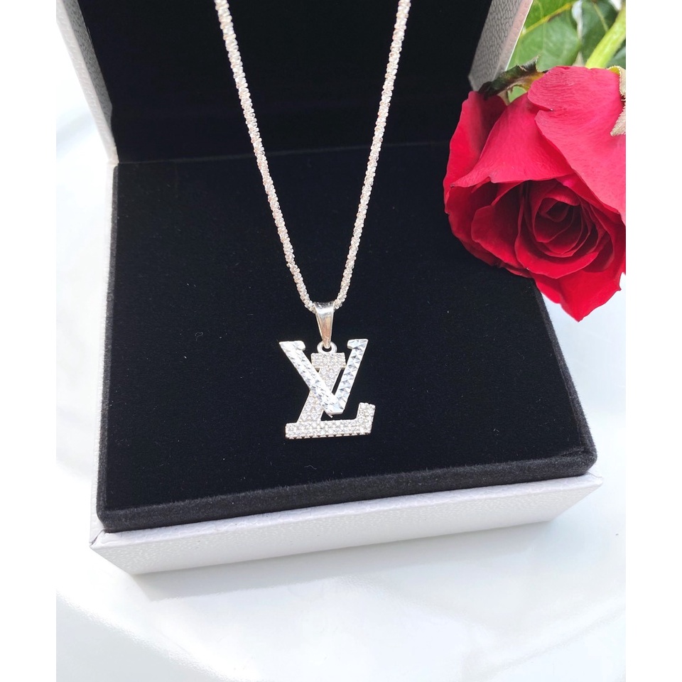Dây chuyền bạc Ý cao cấp Evasilver mặt chữ V nạm đá sang trọng nữ tính