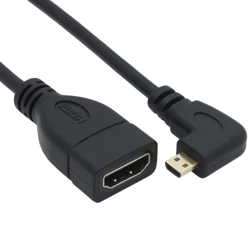 2PCS HDMI Adapter Cable 90 Degree Angle Elbow Micro-HDMI Male to HDMI