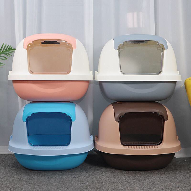 NHÀ vệ sinh cố nắp cao cấp cho mèo mẫu mới năm nay tặng thêm 1 tấm ngăn mùi và xẻng ngẫu nhiên