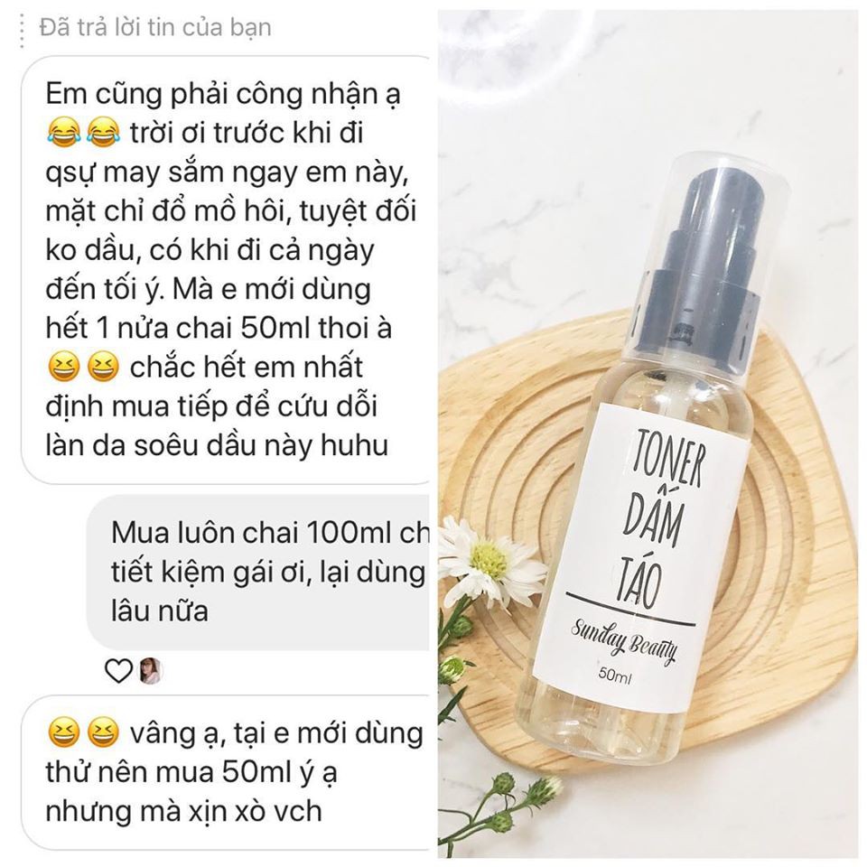 Toner giấm táo kiềm dầu se khít lỗ chân lông thiên nhiên Sunday Beauty handmade