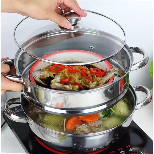 Nồi Hấp Inox 2 Tầng Hotpot 28 Cm Tiện Dụng