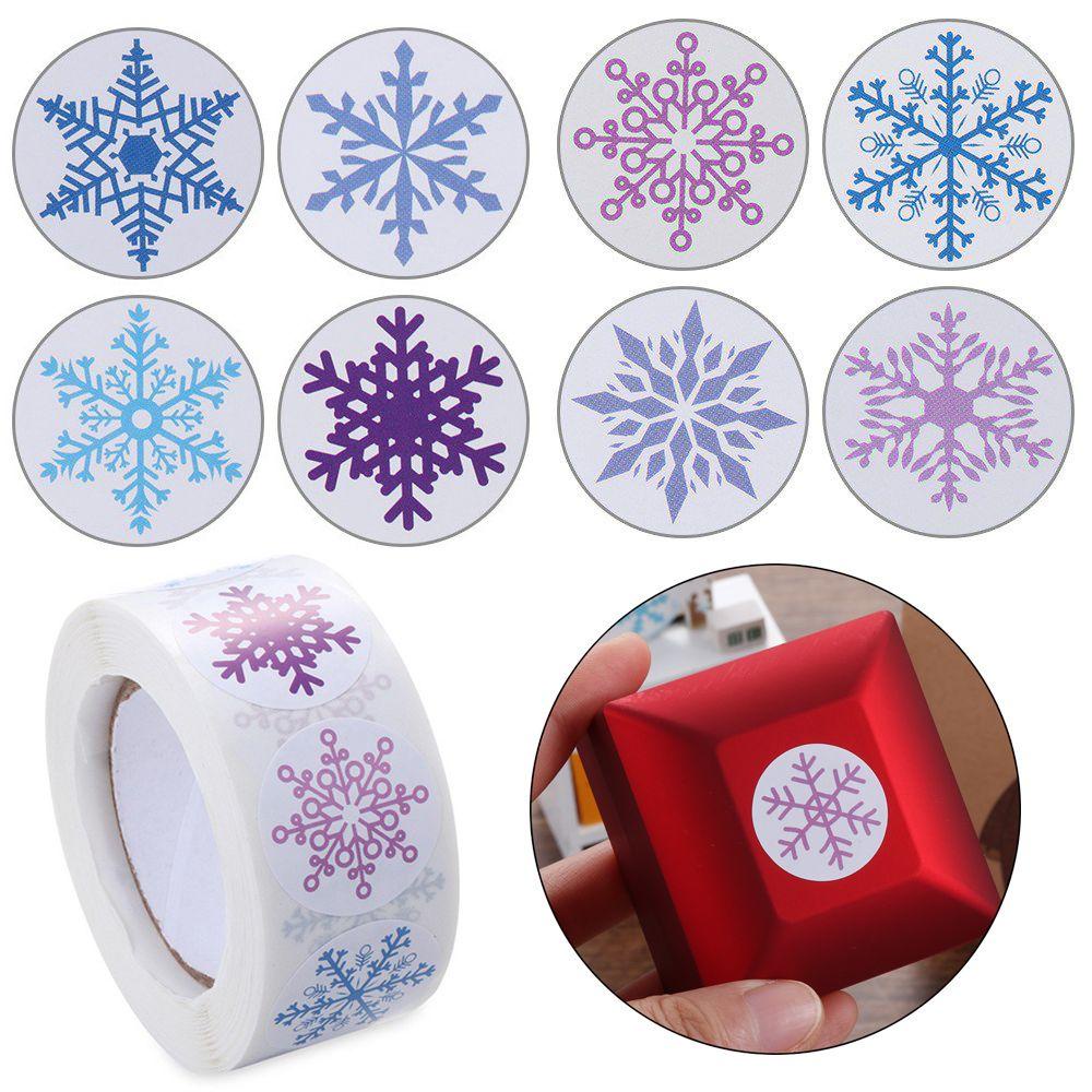 CHOOKEY Cuộn 500 Miếng Dán Hình Bông Tuyết Trang Trí Túi Kẹo Giáng Sinh