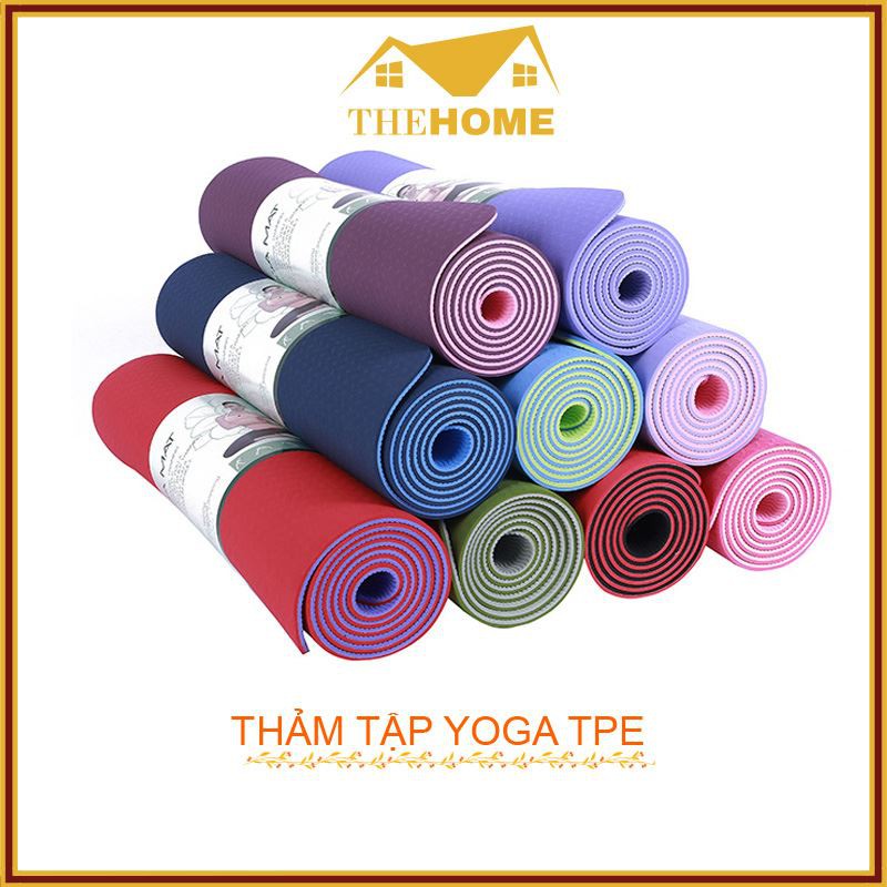 Thảm Tập Yoga 2 Lớp TPE Độ Dày Chuẩn 8mm (KÈM TÚI ĐỰNG), Thảm Tập Gym Chống Trơn Trượt