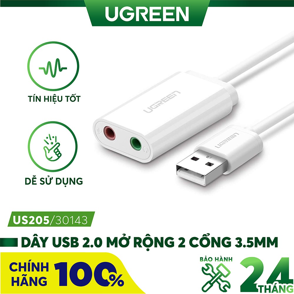 Cáp Chuyển Đổi Ugreen USB 2.0 Sang Audio 3.5mm 30143 - 30143 | BigBuy360 - bigbuy360.vn