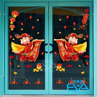 Decal Dán Tường Dán Kính Trang Trí Tết Họa Tiết Thần Tài Đón Tết XH6234
