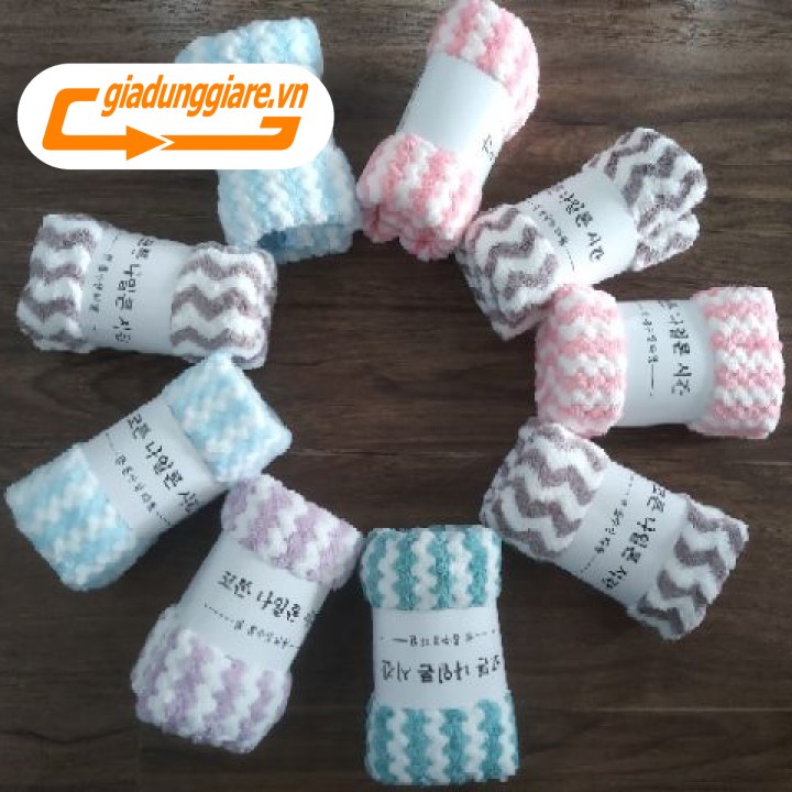 SET 10 KHĂN MẶT KẺ HÀN QUỐC  cực mềm mịn, thấm hút tốt  - giadunggiare.vn