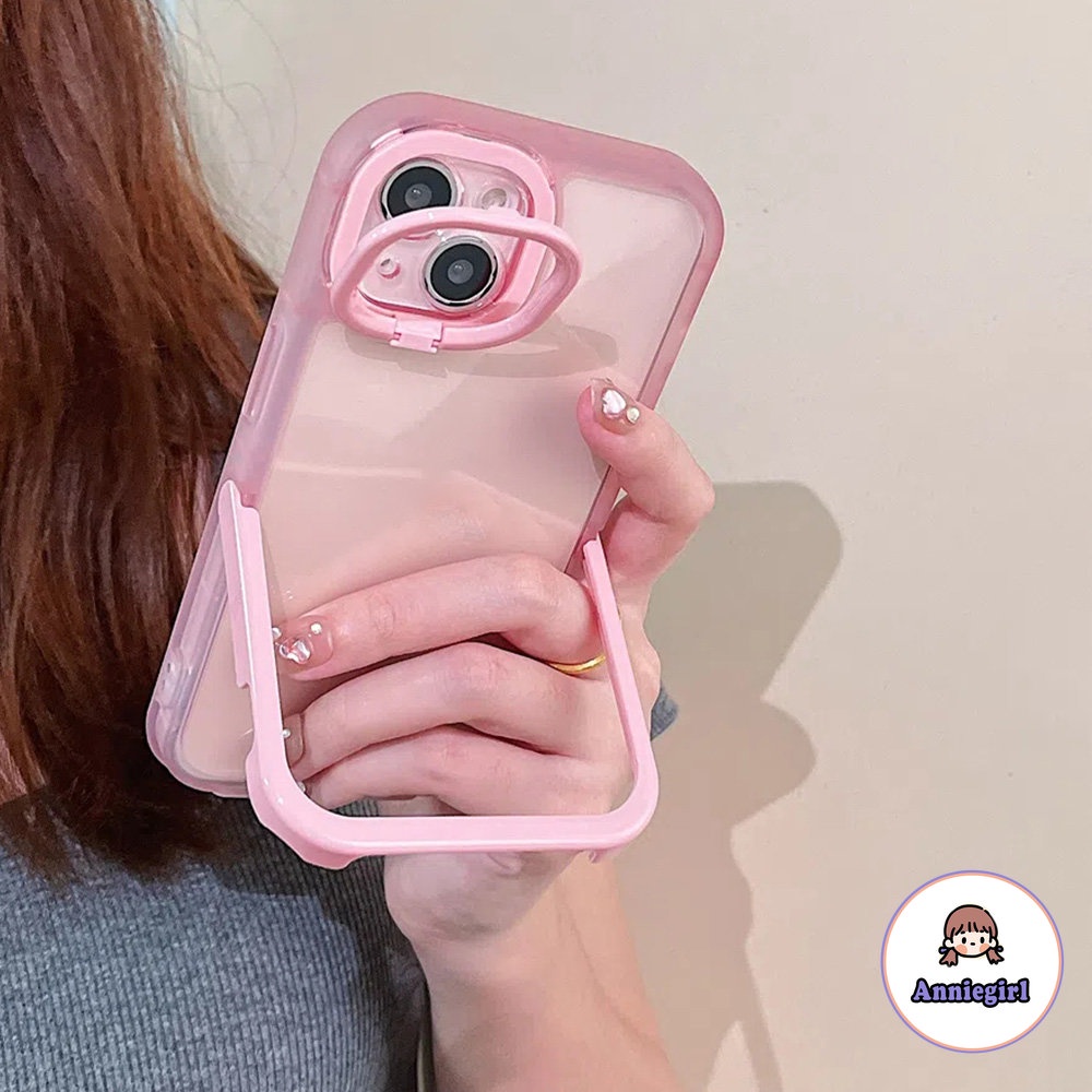 Ốp Điện Thoại TPU Mềm Trong Suốt Màu Kẹo Chống Trầy Xước Có Giá Đỡ Vô Hình Cho IPhone 13 12 11 Pro Max