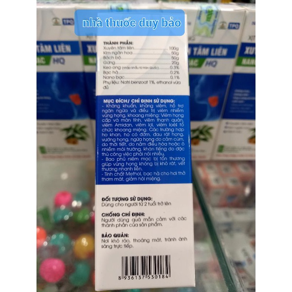 XỊT HỌNG XUYÊN TÂM LIÊN NANO BẠC HQ