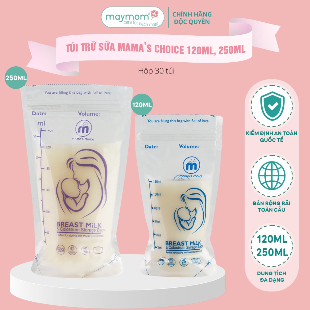 Túi Trữ Sữa 120ml-250ml, Thương Hiệu Mama's Choice, Hộp 30 Túi