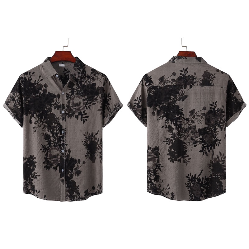 Áo Sơ Mi Tay Ngắn Dáng Rộng In Họa Tiết Hình Học Phong Cách Hawaii Thời Trang Đi Biển Mới 2022 Cho Nam