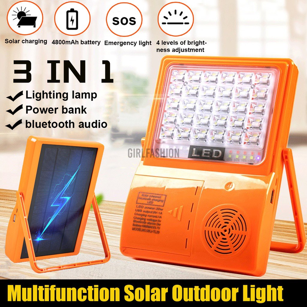 Loa Bluetooth Sử Dụng Năng Lượng Mặt Trời 4800mah 4 Cấp Độ Kèm Phụ Kiện