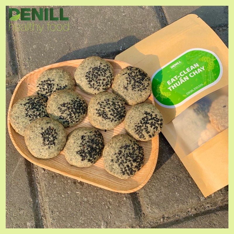 Bánh COOKIES Hạnh Nhân Mè Nguyên Cám Thuần Chay Denill | Bánh ăn kiêng giảm cân eatclean