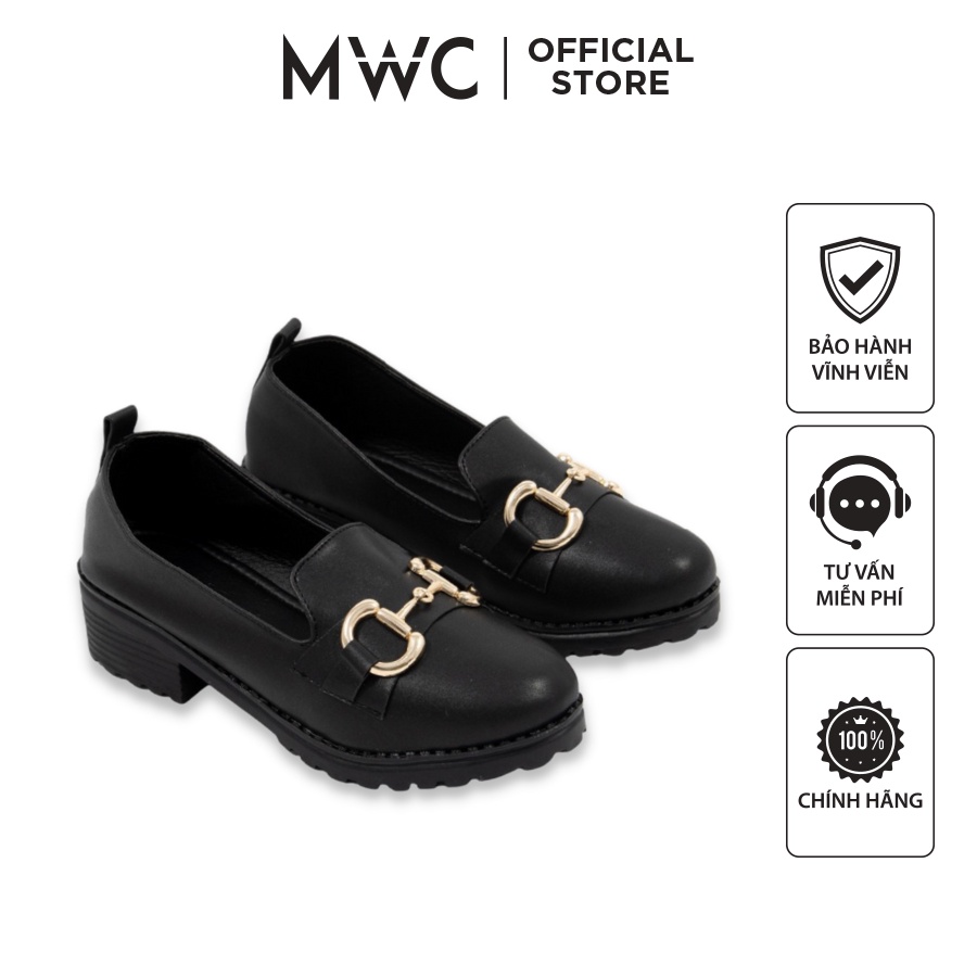 Giày MWC 9608 - Giày Oxford Nữ Đế 3cm Đính Kim Loại Phong Cách Vintage