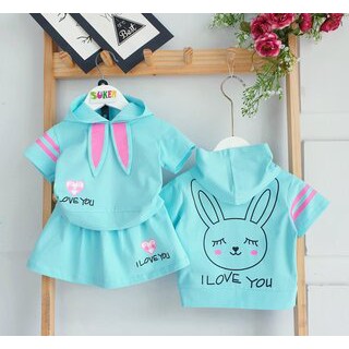Set váy thỏ thun cotton 100% bé gái.