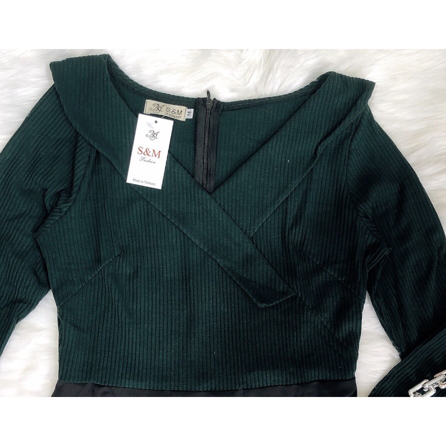 Đầm Thun Gân Tay Dài S&amp;M Cực Sang Trọng, Giá Rẻ GR170- Hình Thật Shop Tự Chụp