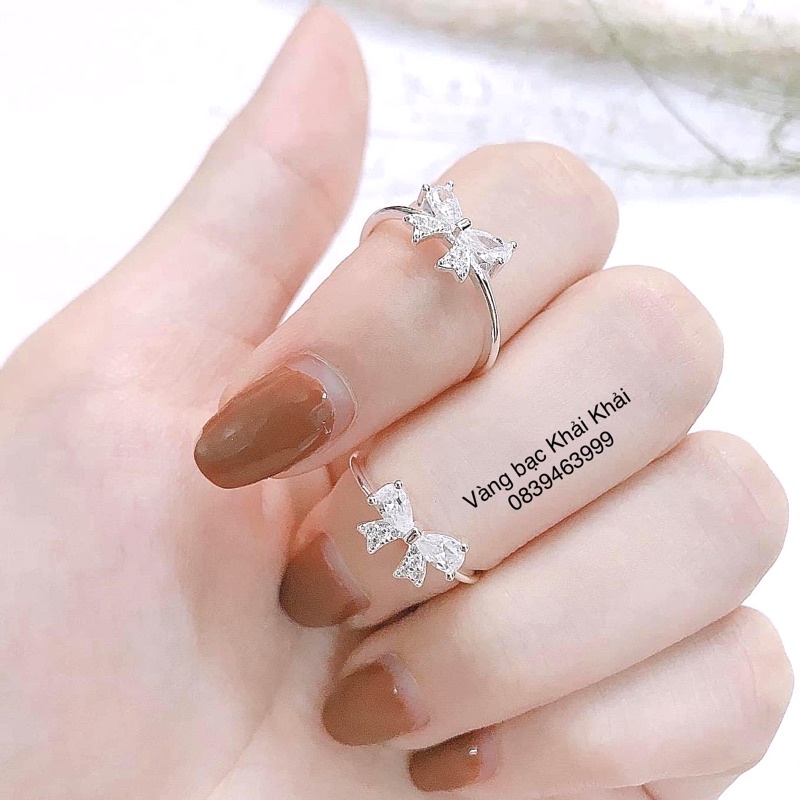 Nhẫn nơ Bạc ta , Nhẫn nữ Bạc ta , dày dặn sáng bóng , tặng kèm hộp đựng - Vàng Bạc Khải Khải
