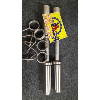 Bộ 2 đòn ngắn phi 50 dài 50cm tay cầm mấp rất dễ tập tặng èm kẹp khóa tạ