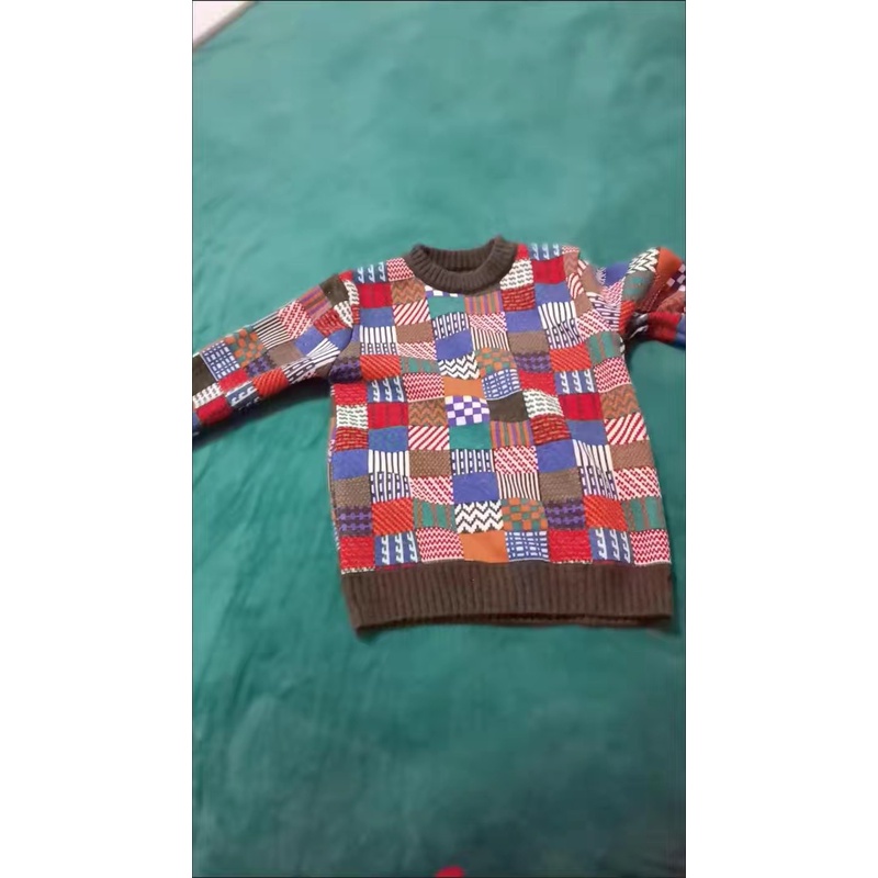 Áo len họa tiết kẻ ô to phối nhiều màu cho bé trai cao từ 110-160cm, nặng từ 14-40kg