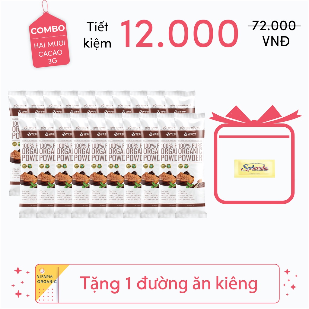 Bột cacao nguyên chất VIFARM 50gram, Bột không đường, hỗ trợ ăn kiêng, từ 100% cacao nguyên chất | BigBuy360 - bigbuy360.vn