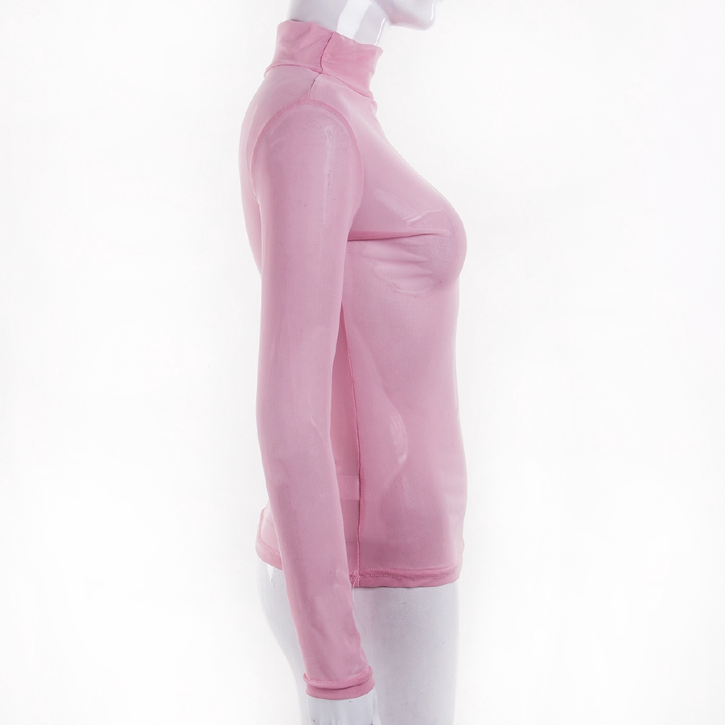 Áo Croptop Lưới Xuyên Thấu Cổ Cao Quyến Rũ Cho Nữ