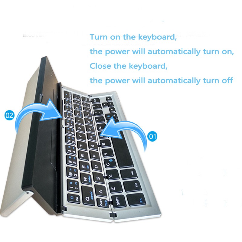 Bàn Phím Bluetooth Không Dây Mini Bằng Hợp Kim Nhôm Gấp Gọn Kèm Giá Đỡ Tiện Dụng Cho Laptop / Điện Thoại / Notebook
